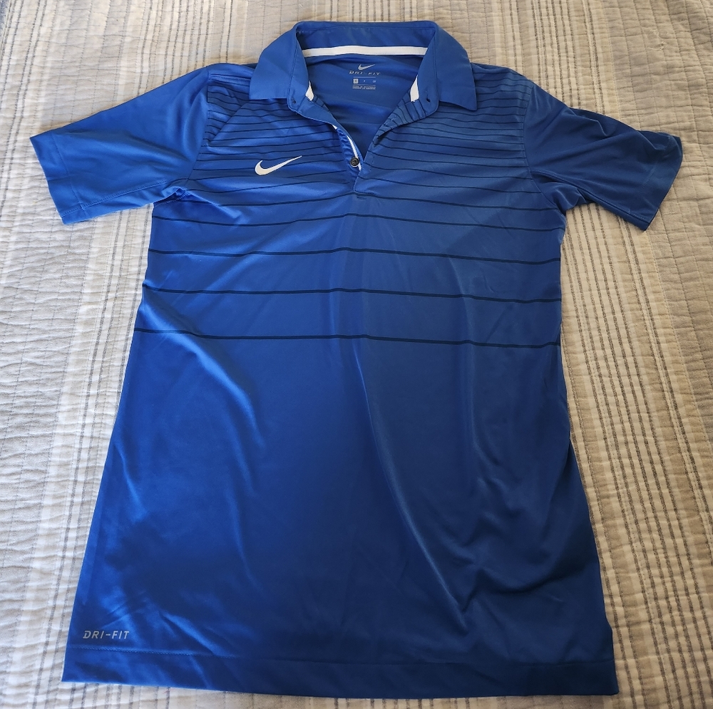 Nike Blue Polo (Black stripes and Logo)